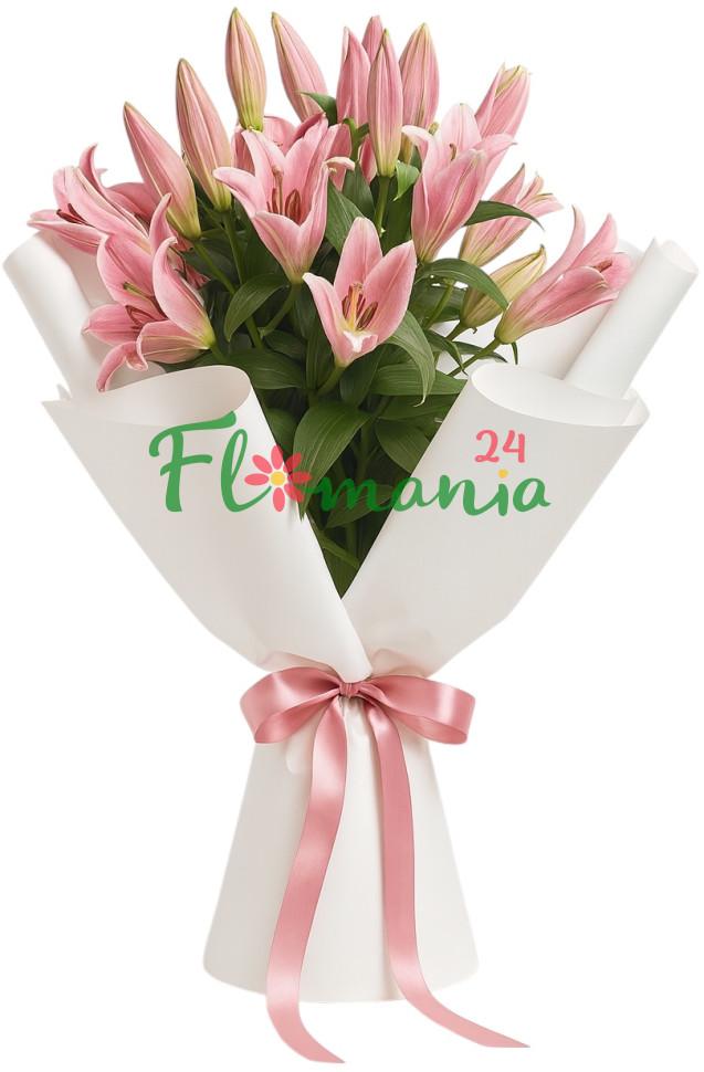 Букет из пяти розовых лилий